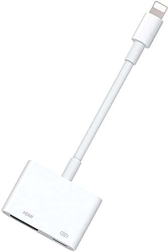 Adaptador HDMI para iPhone y iPad[Certificado Apple MFi] Adaptador AV 1080P Digital Lightning, Conector HDMI de Pantalla de sincronización para iPhone 12/SE/11/XR/XS/X/8/8P/7iPad/iPod (Plug and Play)