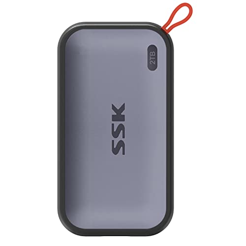 SSK SSD Externo 2TB Portatil Disco Extreme SSD，Velocidad de transmisión Extrema de hasta 1050 MB/s Disco Duro Externo ssd USB 3.2 Gen 2 para teléfonos Inteligentes Tipo c, PS5, Xbox,Macbook y más
