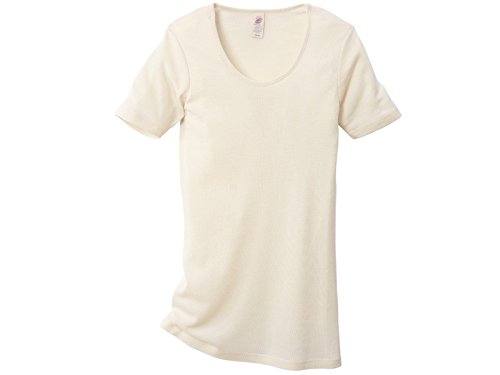 Engel Axil - Mujer camiseta de manga corta lana seda 4 colores tallas 34 - 48 beige naturaleza, talla: 42/44