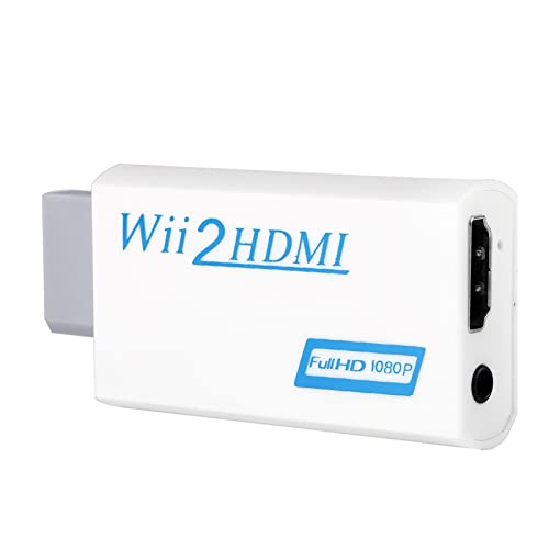 KOSDFOGE Adaptador Convertidor Wii Hdmi, Wii A HDMI 1080P Conector Salida Video 3.5mm Audio Compatible con Modos De Pantalla Wii, (Blanco)