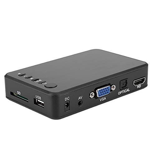 ASHATA HDMI Media Player, Mini 1080P 4K Full-HD Ultra HDMI Reproductor Multimedia Digital con Adaptador y Control Remoto para -MKV/RM- MMC Soporte USB Drives y Tarjetas SD (Negro)(EU)
