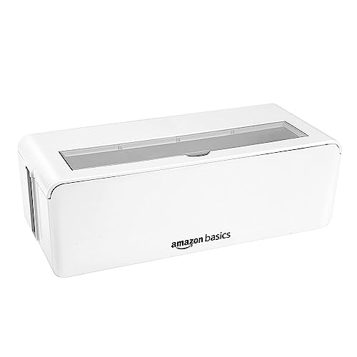 Amazon Basics - Caja organizadora de cables para ocultar y organizar cables, tamaño grande, blanca