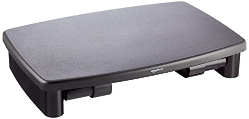 Amazon Basics - Soporte para monitor y portátil de altura ajustable con patas antideslizantes, Negro