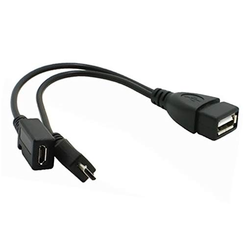 Cable OTG de host micro USB con alimentación micro USB para Fire Stick, Samsung Galaxy, Amazon Fire TV, LG, Kindle Fire TV, Nexus 4 Nexus 7 Android Phone Tablet-2-en-1 Adaptador de micro USB a USB