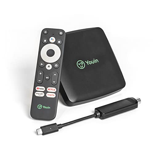 Android TV Box con sintonizador TDT, Youin You-Box T2, 4K UHD, Chromecast Built-in y Hey Google, HDMI, USB, Bluetooth 4.2, Ethernet 100 Mbps