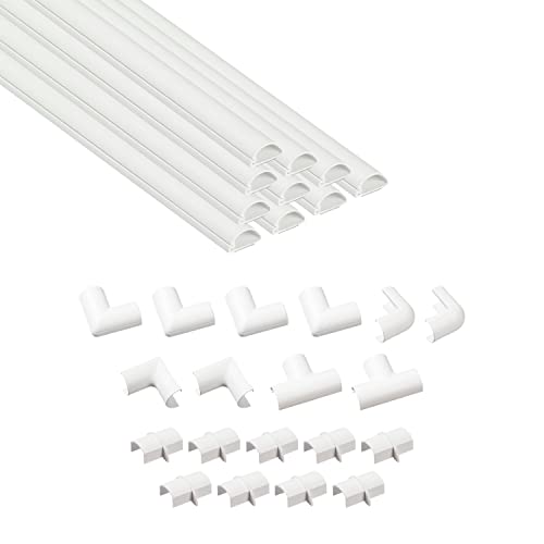 D-Line Canaletas Adhesivas de PVC para Cables, Multipack de 10 Piezas de 40 cm de Longitud, Solución para organizar, Proteger y Cubrir Cables, Color Blanco, 20 x 10 mm (Micro)