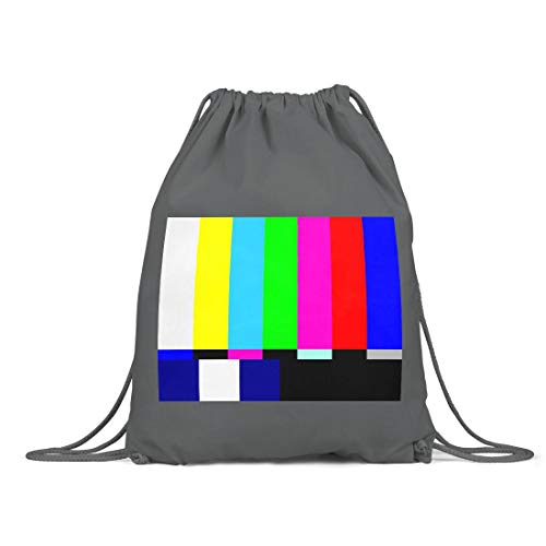 BLAK TEE Television Channel Offline Screen Organic Cotton Drawstring Gym Bag Grey