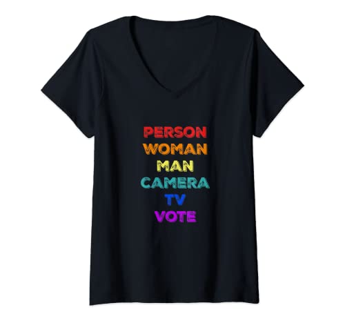 Mujer Persona Mujer Hombre Cámara TV VOTO Para Joe Biden 2020 Camiseta Cuello V