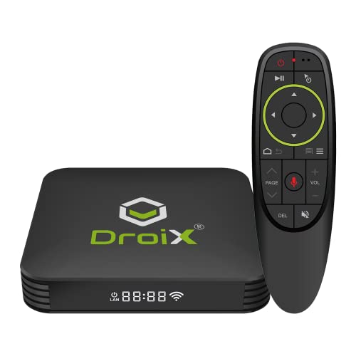 DroiX X4 Android TV Box with S905X4 Quad-Core Arm Cortex-A55 CPU & Mali-G31 MP2 GPU with 4GB DDR3 RAM & 64GB Storage, Android 11, 4K 60Hz, Dual Band WiFi and G10S Air Mouse