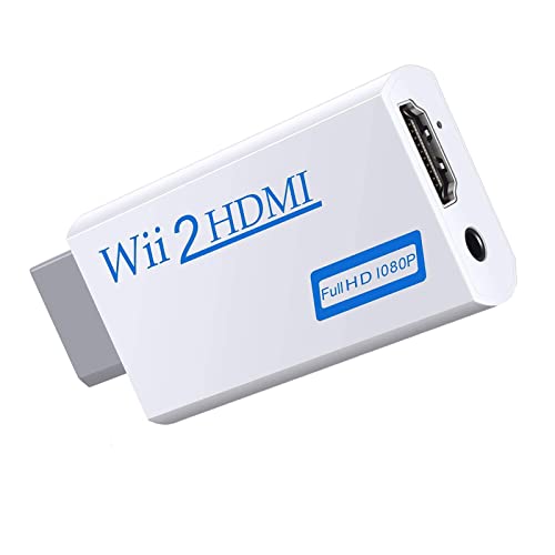 Adaptador Wii hdmi, Convertidor De Wii A Hdmi 1080p HD Adaptador con Salida De Audio Y Hdmi De 3,5 Mm, Compatible con Todos Los Modos De VisualizacióN De Wii para Wii Monitor Projector TV (Blanco)