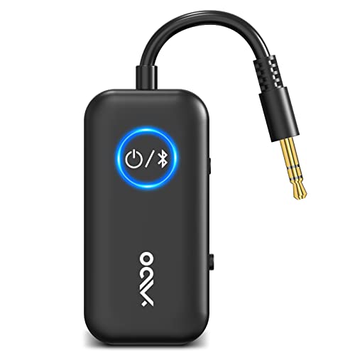 YMOO Transmisor Receptor Bluetooth 5.3, AptX Baja latencia/Conexión Dual/AptX HD, Adaptador Jack 3.5mm, 2 en 1 Adaptador Bluetooth para TV/Avión/Tablet/PC/Smartphone/Barco/Altavoz/Soundbar