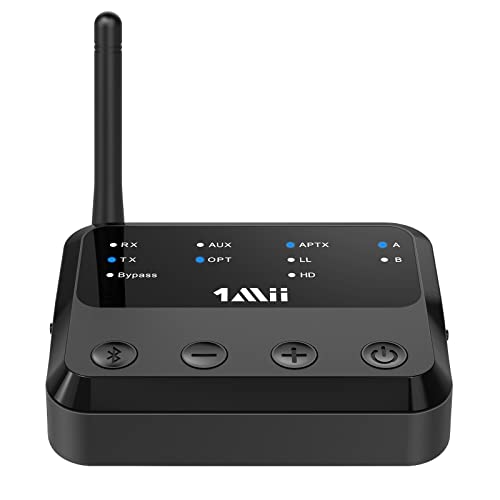 1Mii Transmisor Receptor Bluetooth para TV Estéreo Hogar 2 Auriculares Inalámbricos, Adaptador Audio Bluetooth 5.2 con aptx HD/Baja Latencia, Largo Alcance, Salida/Entrada Óptica/AUX 3,5 mm-B310Pro