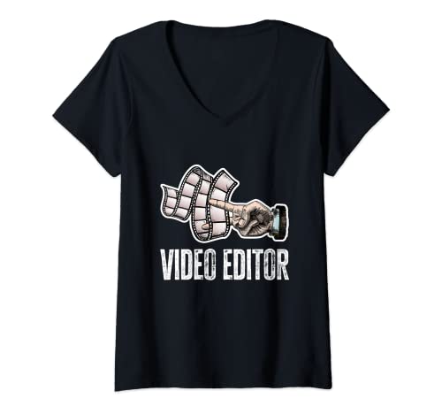 Mujer Editor de vídeo, Editor de películas, Cortador de vídeo, Edición de vídeo divertida Camiseta Cuello V