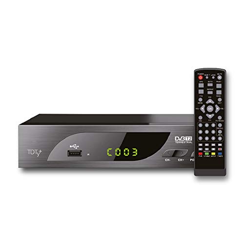 Biwond HD Decodificador Grabador TDTy+ (DVB-T2, HDTV, 1080p, HDMI, SCART, USB, MPEG4, H.264, HE-AAC 5.1 Multi-Canal, Dolby Digital Plus) - Negro