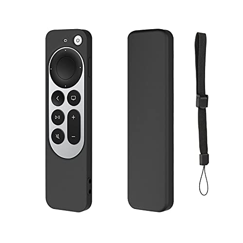 ELYCO Funda de Silicona Compatible con 2021 Apple TV 4K Remote, Anti-arañazos Antigolpes Case Cover, Suave Carcasa de Protectora Silicona - Negro