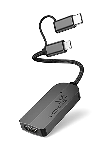 Adaptador USB C a HDMI, YEHUA 2 en 1 Adaptador USB Tipo C/Micro USB a HDMI, Convertidor de Adaptador USB C a HDMI para Dispositivos Android(Support Netflix)
