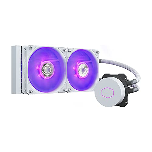 Cooler Master MasterLiquid ML240L V2 RGB White Edition Refrigeración Líquida para CPU - Efectos de Iluminación más Brillantes, Bomba 3ª Gen, Radiador y Doble Ventilador SickleFlow RGB 120mm - Blanco