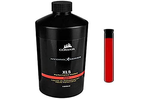 Corsair Hydro X Series, XL5 Refrigerante de rendimiento, 1 l (Color translúcido brillante, Duradero Premezclado Rendimiento, con los Inhibidores Avanzados Anticorrosión y Antibacterias) Rojo