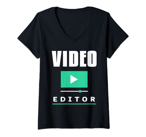 Mujer Cotización divertida de edición de video para un editor Edición de películas cineasta Camiseta Cuello V