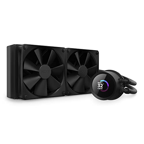 Kraken 240 de NZXT - Refrigerador líquido AIO para procesador de 240 mm - Pantalla LCD Cuadrada de 1,54” Personalizable para imágenes - Bomba de Alto Rendimiento - 2 Ventiladores F120P - Negro