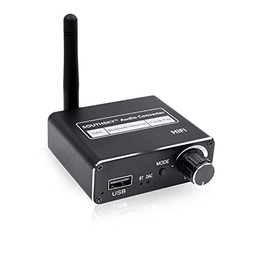 SOUTHSKY Audio Converter,DAC Bluetooth 5.0 Receptor,USB Disk Play,Digital a Analógico,Toslink óptico Coaxial a Estéreo 3.5mm R/L para HDTV,TV Box