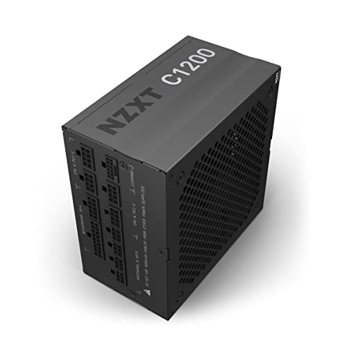 NZXT C1200 PSU - Fuente de alimentación para PC Gaming de 1200 vatios – ATX 3.0 – Conector PCIe 5.0 12VHPWR – Eficiencia 80 Plus Gold – Totalmente Modular – Modo de Ventilador Cero – Negro