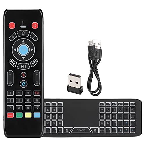 Control Remoto Air Mouse, Teclado Retroiluminado con Panel Táctil Inalámbrico, para Android TV Box Smart TV PC, Aprendizaje por Infrarrojos, Recargable, Giroscopio de 6 Ejes con Detección de Movimient
