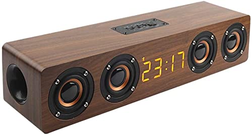 Rcsinway Reloj portátil de madera Altavoz Bluetooth inalámbrico Estéreo PC Sistema de TV Altavoz Altavoz de escritorio Puesto de sonido Radio FM Ordenador habla