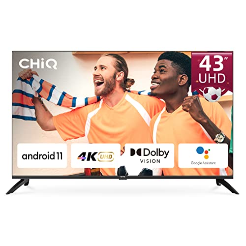CHiQ H7C 43 Pulgadas UHD TV, 4K Smart TV, diseño sin Marco, HDR,Chromecast, Netflix/Prime Video/Google Assistant, Triple Tuner, Android 11