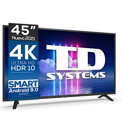 TD Systems - Smart TV 45 Pulgadas 4K HDR10 - Televisores 3 años de garantía, Android, 3X HDMI, 2X USB - K45DLJ12US