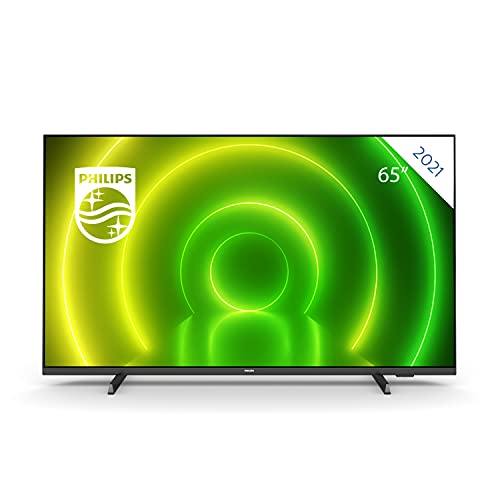 Philips 65PUS7406/12 Smart TV UHD LED Android de 65 Pulgadas, Imagen HDR Vibrante, Dolby Vision cinematográfico y Sonido Atmos, Compatible con Google Assistant y Alexa, Bisel Negro Mate, 2021