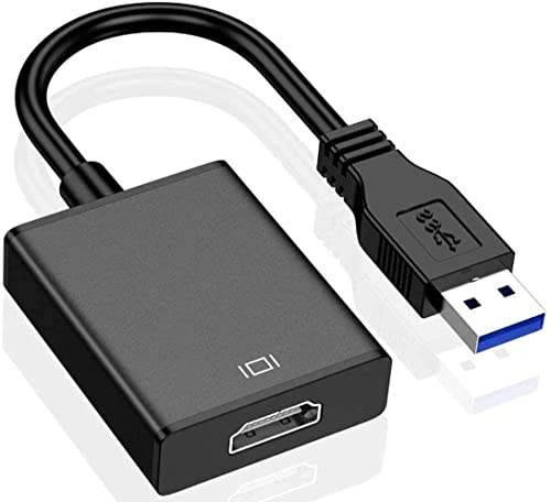 JiangMaster Adaptador USB a HDMI 2 en 1 Tipo C Hub 3.0/2.0 convertidor 1080P HD Video Audio Multi Monitor para PC Laptop TV Windows (XP/7/8/8.1/10) – Negro..