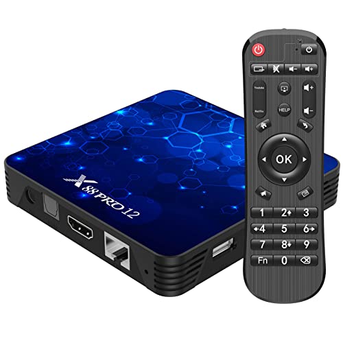 Android 12.0 TV Box,X12 2GB RAM 16GB ROM RK3318 Quad-Core 64bit Cortex-A53 Support 2.4/5.0GHz dual-band Wifi BT5.0 3D 4K 1080P H.265 10/100M Ethernet HDMI2.0 Smart TV BOX