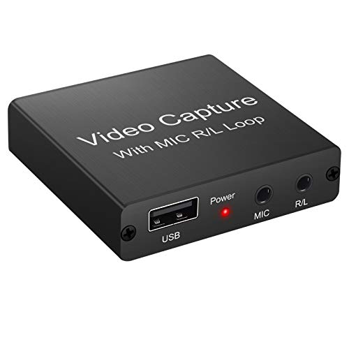 Tarjeta de Captura de Video y Audio 4K HDMI a USB 2.0 Captura de Video 1080P HD Video en Vivo con Mic IN Salida de Audio Salida HDMI Soporta Windows 10 Mac OS Youtube OBS PS4