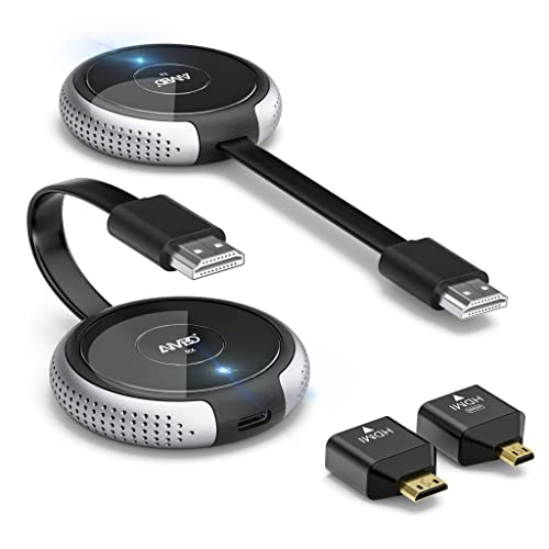 Transmisor y Receptor HDMI Inalámbrico, AIMIBO Kit de Espejo HDMI Inalámbrico 5G,Receptor de Streaming de Audio y Video Ultra HD,Cast Desde Ordenador Portátil/PC/Cámara/DVD a HDTV/Proyector/Monitor