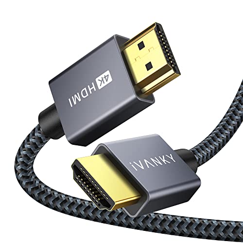 IVANKY Cable HDMI 4K 2 metros, Cable HDMI 2.0 18Gbps Trenzado de Nailon 4K@60HZ Compatible Ultra HD, 3D, Ethernet, Full HD 1080p@144Hz, HDR, ARC, Alta Velocidad con PC, PS3/4, BLU-Ray, Xbox - Gris