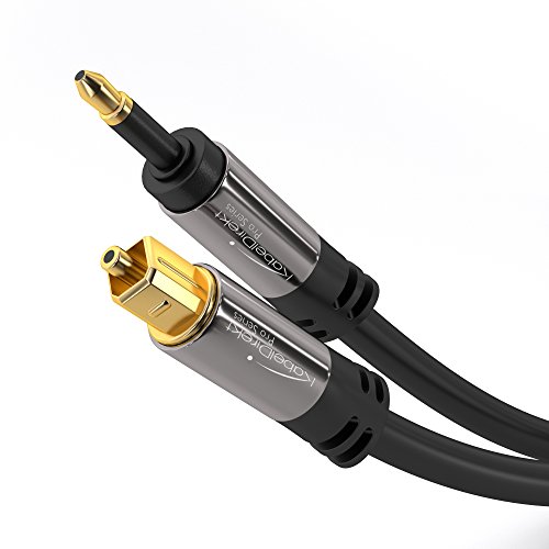 KabelDirekt – 0,5m – Cable Mini TOSLINK (Cable de Audio Digital, óptico, TOSLINK a Mini TOSLINK, Cable de Fibra óptica, transmite señales de Audio Digital a TV/amplificadores/HiFi, Negro)