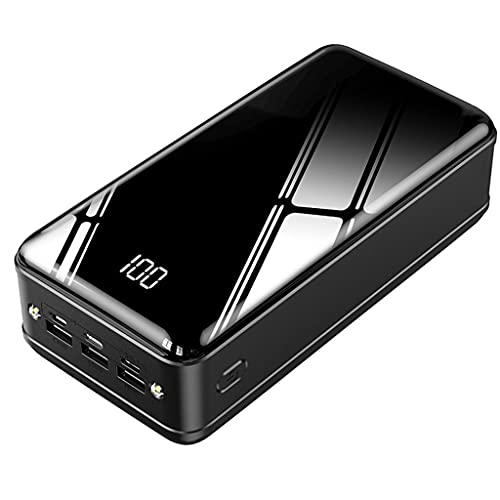 XLBHSH 50000Mah Power Charger Power Bank Powerbank Portátil Paquete De Batería Externa De Alta Capacidad [3 Entrada Y 3 Salida] para iPhone 12, Android, Samsung,Negro