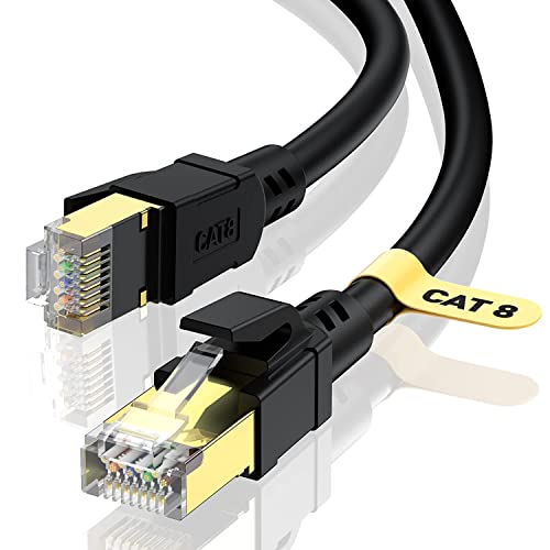 CABNEER Cable Ethernet Cat 8 de 3M, Alta Velocidad Cable de Red (40Gbps 2000MHz) Gigabit SFTP RJ45 – Cable de Conexión Blindado para Computadora Módem Router PC PS3 PS4 TV – 3M