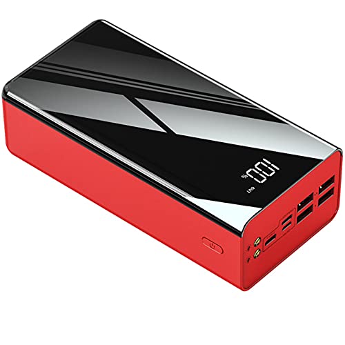 XLBHSH Batería Externa Carga Rápida 50000Mah Power Bank Cargador Movil Portátil con 4 Salidas Y 3 Entradas Type-C Batería Externa para Android Smartphones Etc,Rojo