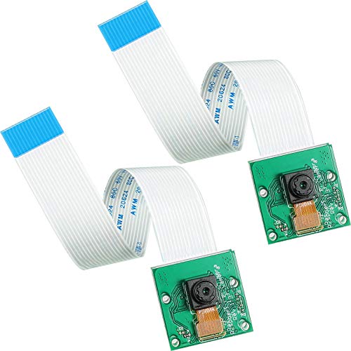 2 Piezas 5 Megapíxeles Sensor Ov5647 de 1080p Módulo de Mini Cámara con 6 Pulgadas de 15 Pines Cable de Cinta Compatible con Raspberry Pi Modelo A B B +, Pi 2 y Raspberry Pi 3, 3 B +, Pi 4