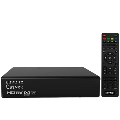 Ostark Euro T2 Receptor Terrestre TDT TDT2 FTA DVB-T2 DVB-C, H.265 HEVC Full HD PVR, Dual USB, Dual LNB para Dos televisiones, SCART, HDMI Coaxial