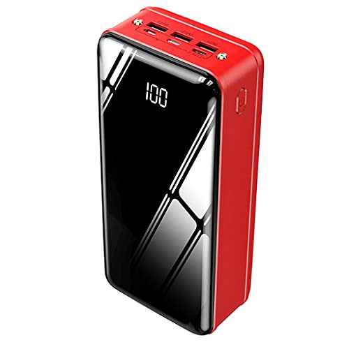 XLBHSH 50000Mah Power Bank Cargador Portátil Cargador De Carga Rápida Cargador De Teléfono Celular Cargador Cargador Powerbank Paquete De Batería Externa 3 UBS para iPhone 12, Android,Rojo