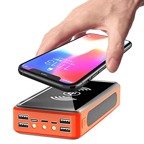 Brigtviee Cargador Solar 100000mAh, Power Bank Solar con 4 Salidas USB, Impermeable Batería Externa Linterna LED para iOS Android Cámara Viajes Camping