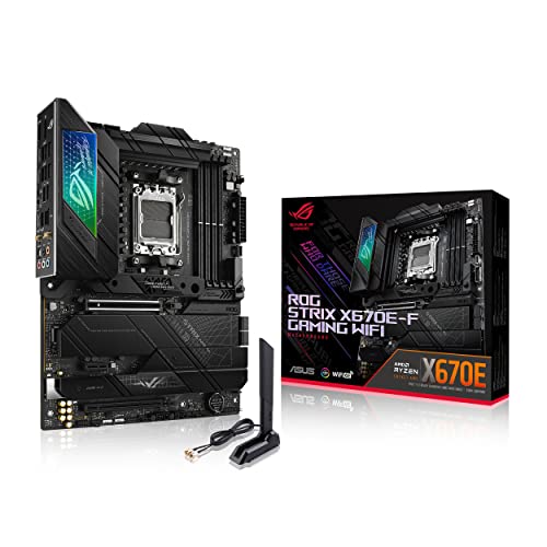 ASUS ROG Strix X670E-F Gaming WiFi - Placa Base ATX (AMD Ryzen AM5, VRM de 16 + 2 Fases, DDR5, 4 Ranuras M.2 con disipadores térmicos, USB 3.2 Gen 2 x 2, PCIe 5.0, WiFi 6E, AI Cooling II y Aura Sync)