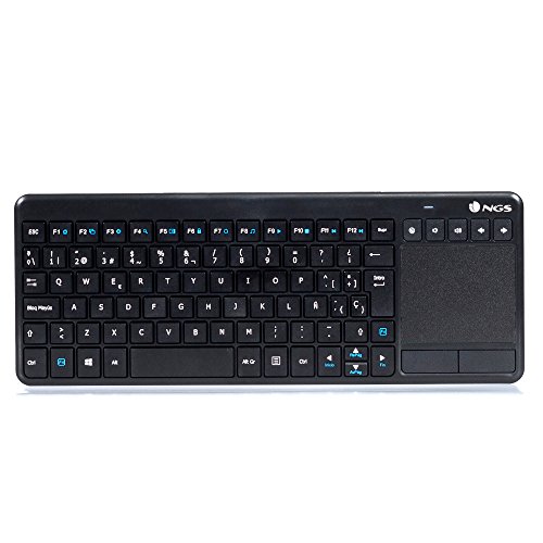 NGS TV Warrior Teclado Inalámbrico 2.4GHz con Touchpad y Teclas Multimedia para SmartTV, Ordenador Portáil o Videoconsola (QWERTY Español)