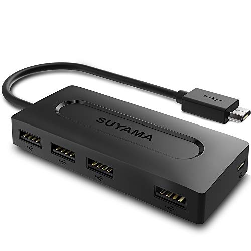 SUYAMA USB OTG Adaptador para TV Stick 4K,All-New TV (2017), Nintendo Classic Mini, Sony Playstation Classic - Adaptador Micro USB HUB con Fuente de alimentación