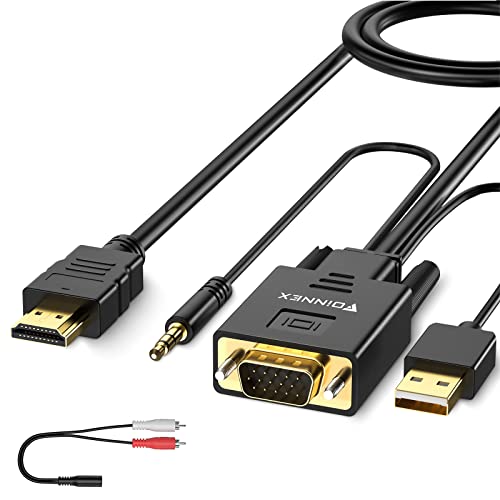 FOINNEX VGA a HDMI 4. 5M/Metros,Adaptador/Convertidor Cable con Audio,(Conversor de PC Antigua a TV/Monitor con HDMI Hembra Conector) Activo Hacer Cable VGA a HDMI Macho