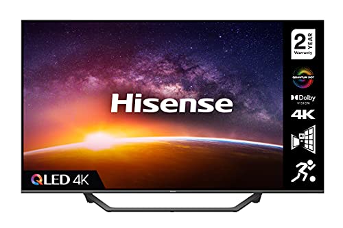 Hisense 43A7GQTUK QLED Series 4K UHD Dolby Vision HDR Smart TV 60Hz Frecuencia de actualización con Youtube, Netflix, Freeview Play y Alexa Integrado, y Bluetooth, Certificado TUV (2021 Nuevo), Gris