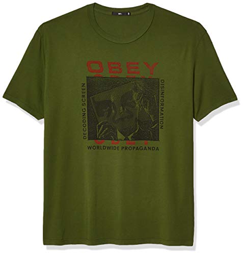 Camiseta Obey Superior SS para hombre con pantallas de decodificación - Verde - Large